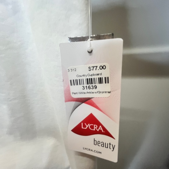 Elyse White Cropped Ankle Pants with Eyelet Detail - Picture 8 of 10